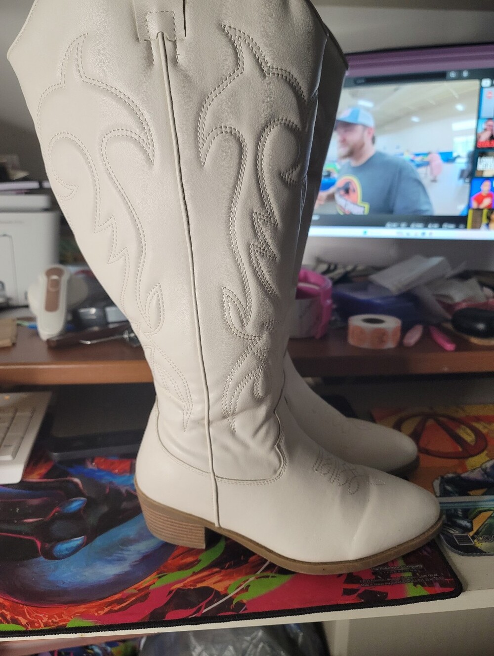 Torrid 7WW Wide Width Off White Western Country Cowgirl Knee High Boots